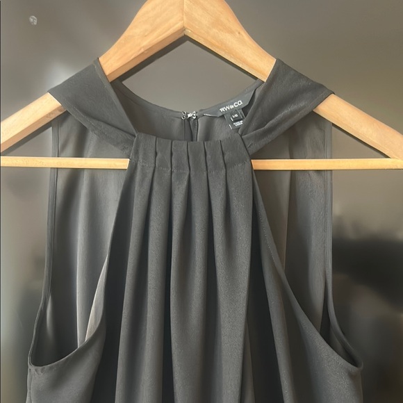 RW & Co. Black Sleeveless Pleated Neck Wide Leg Jumpsuit Size L - Picture 3 of 13